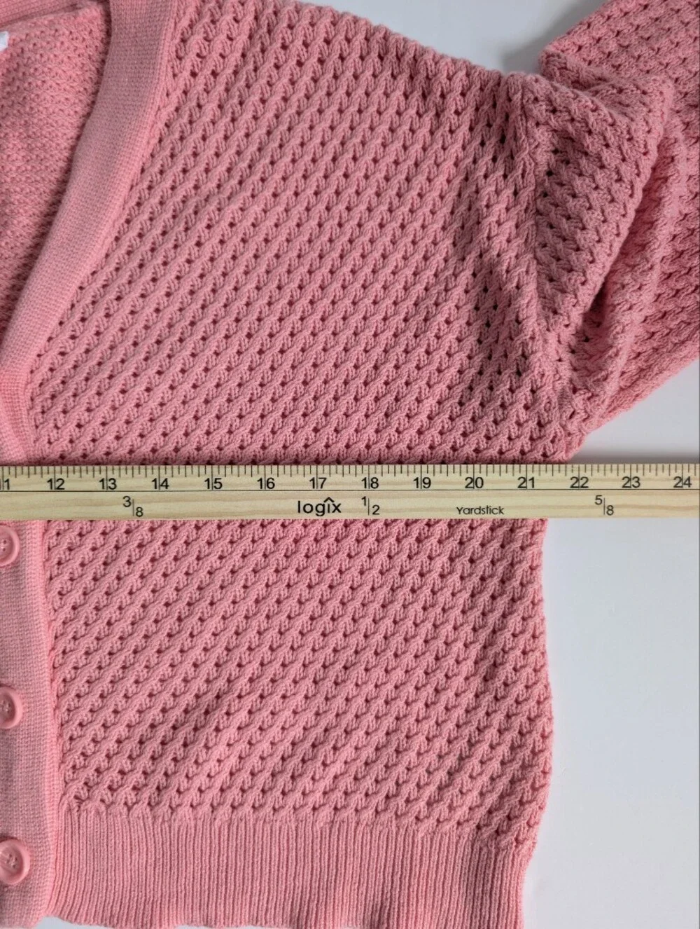GAP Rose Pink Open-Knit Button Cardigan